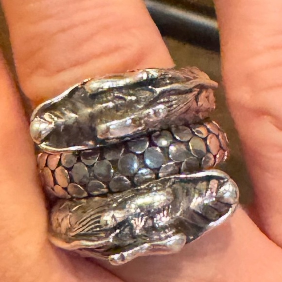 John Hardy Sterling Silver Legend Double Coiled Naga Dragon Ring Sz 7 Gorgeous - Picture 9 of 10